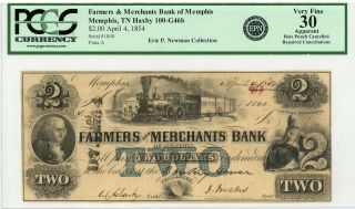1854 $2 The Farmers And Merchants Bank Of Memphis,  Tennessee Note - Pcgs Vf 30