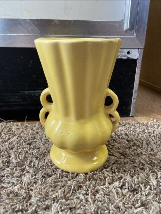 Small Vintage Mccoy Double Handle Yellow Vase