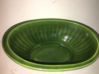 Vintage Haeger Pottery 3938 - GREEN Ribbed Oval Planter DISH 8.  25 x6 x 3 