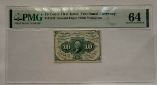 Fractional Currency,  10 Cents First Issue,  Fr.  1242,  Pmg Cu 64.