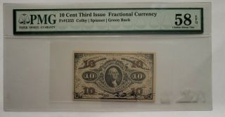 Fractional Currency,  10 Cent Third Issue,  Fr 1255,  Pmg Au 58,  Epq