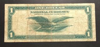 1914 Chicago Illinois 1$ One Dollar National Currency Note Blue Seal (P909) 2