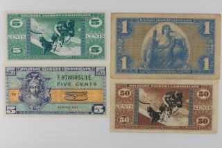 1954 - 1969 US Military Payment Certificates 4 - Notes // Series 521 541 681 USA MPC 3