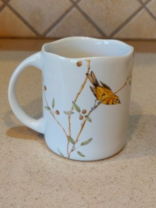 222 Fifth Early Bird Coffee Tea Mug Cup Scalloped Edge Rim Fine China Gift