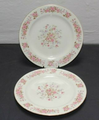 (set Of 2) Vintage Remington Fine China By Red Sea Pink Flowers Lunch Plates