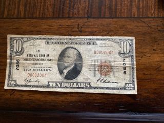 1929 $10 Bank Of Middlesborough,  Ky Us Currency