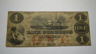 $1 1861 Savannah Georgia Ga Obsolete Currency Bank Note Bill Commerce Bank