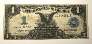 1899 Us One Dollar Black Eagle Legal Tender Silver Certificate Currency