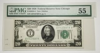 1928 Fr.  2050 - G $20 United States (chicago,  Il) Federal Reserve Note Au (opened)