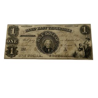 1855 Tennessee $1 Obsolete Currency Bank Of East Tennessee,  Knoxville