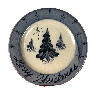 Vintage Rowe Pottery “merry Christmas” Salt - Glazed Plate