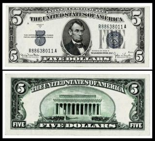 1934 - D $5 Dollar Silver Certificate Note Extra Fine