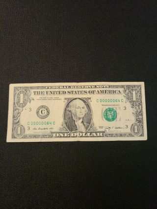 2009 $1 Fancy Serial Number LOW 2 Digit 00000064 Old US Paper Currency 2