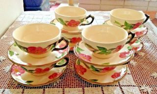 Vintage Set Of 8 Franciscan Desert Rose Cups & Saucers England