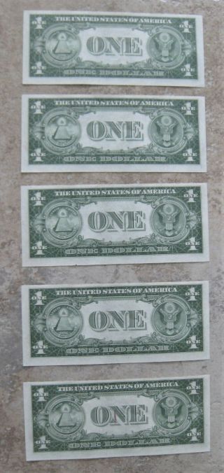 1935 A $1 SILVER CERTIFICATE BLUE SEAL NOTES UNC CONS SET of 5 SHIP 2