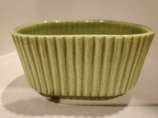 Vintage Mdm Red Wing Pottery - Speckled Green Planter Number 1545 Oval Shaped