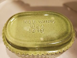 Vintage MDM Red Wing Pottery - Speckled Green Planter Number 1545 Oval Shaped 2