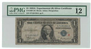 1935 A Us $1 Experimental (r) Silver Certificate Pmg 12 Fn Sc Block Note H351561