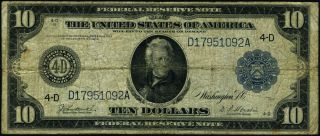 FR.  918 $10 1914 Federal Reserve Note Cleveland VG 2