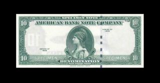 1929 American Banknote Specimen Note $10 ( (gem Unc))