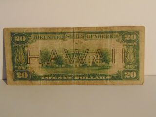 1934A $20 DOLLAR BILL HAWAII BROWN SEAL L85603676A 2