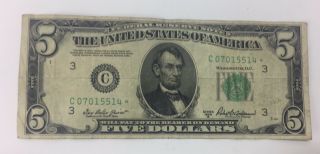 1950b Five Dollar Bill Star Note Philadelphia Pa