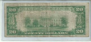 1929 $20 DOLLAR NATIONAL CURRENCY NOTE.  DISTRICT NATIONAL BANK OF WASHINGTON 2