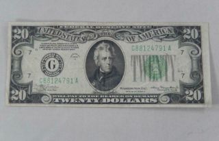 Series 1934 A $20 Twenty Dollars Federal Reserve Note Frn G Chicago 1934a P0332