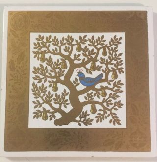 Berggren Swedish “first 1st Day Christmas” Ceramic Tile Gold Partridge Pear Tree