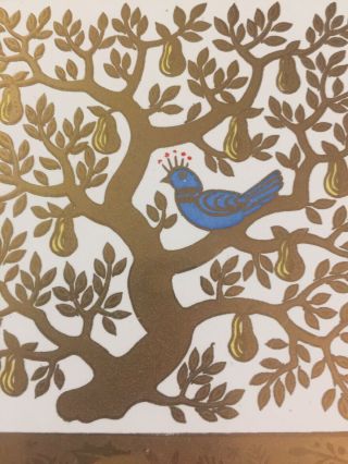 Berggren Swedish “First 1st Day Christmas” Ceramic Tile Gold Partridge Pear Tree 2