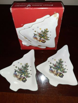 Nikko Christmas Time 2 6” Candy Dish Box White Tree