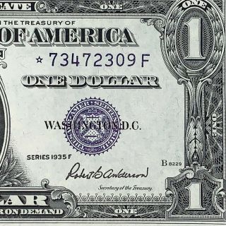 Old Vintage Uncirculated ⭐️ Star Note ⭐️ 1935 F $1 Blue Seal Silver Certificate