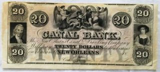 Civil War $20 Banknote From Canal Bank In Orleans,  La.