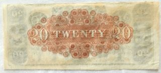 Civil War $20 Banknote From Canal Bank in Orleans,  La. 2