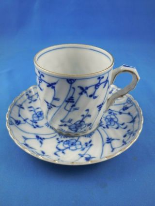 Vintage Royal Bayreuth Cup & Saucer Set Swirl Blue & White W/gold Trim