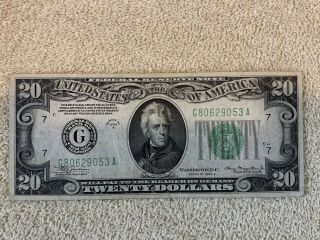 Series 1934 A $20 Twenty Dollars Federal Reserve Note Ga Block Chicago X9053