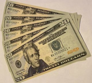 One (1) Star Note $20 Dollar Bill (most Rare) Boston Dist 2013,  Gem Uncirculated