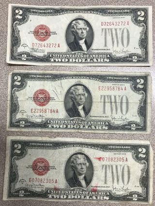 Six - 1928 Two Dollar Notes - Red Seal 2