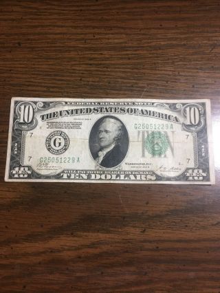 1928 B $10 Ten Dollar Gold On Demand Federal Reserve Note Chicago