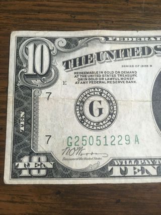 1928 B $10 Ten Dollar GOLD ON DEMAND Federal Reserve Note Chicago 2