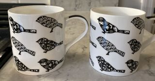 Queens Brand 2 Silhouette Birds Fine Bone China Mugs