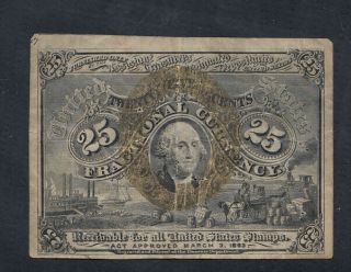 1863 Us 25 Cents Fractional Currency Bank Note