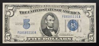 $5 Series 1934a Silver Certificate About Unc