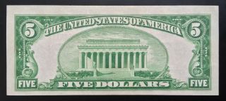 $5 SERIES 1934A SILVER CERTIFICATE ABOUT UNC 2