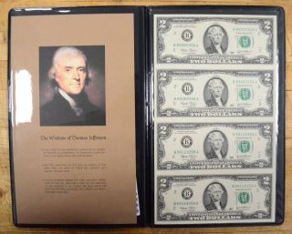 2) 2003 F $2 Dollar Bills Uncut Sheets " World Reserve Monetary Exchange "