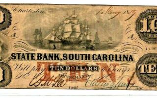 $10 (ship Scene) " South Carolina " 1800 