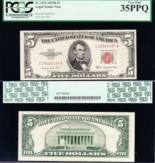 Choice Crisp Vf,  1953 B $5 Legal Tender Note Pcgs 35 Ppq C25024187a