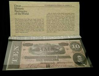 1864 $10 Ten Dollar Confederate States Of America Currency Note - Richmond - N1