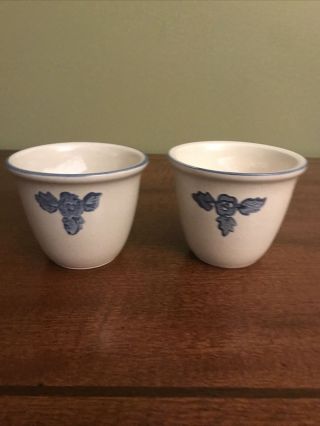 Set Of (2) Two Pfaltzgraff Yorktowne Blue 3” Custard Cups/dessert Ramekins