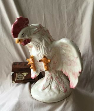 Vtg Mcm Hand Painted Majolica Ceramic Fighting Cock Rooster Hand Made In Italy